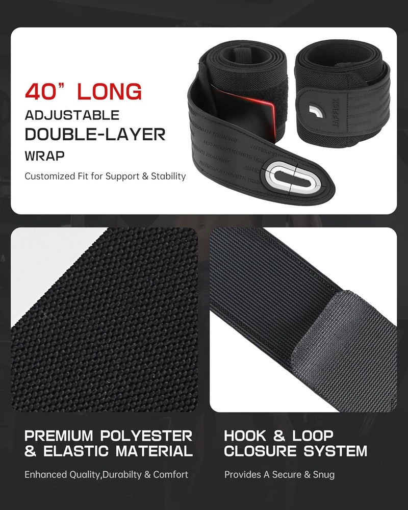 Jaffick Elbow Wraps for Weightlifting (1 Pair) - Double-Layer Reinforced 40'' Elastic Elbow Brace Compression Strap & Gym Joint Support Brace - for Bench Press, Powerlifting, and Pressing - Image 5